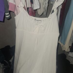 No Boundaries Cream Sleeveless Top with Tie Detail